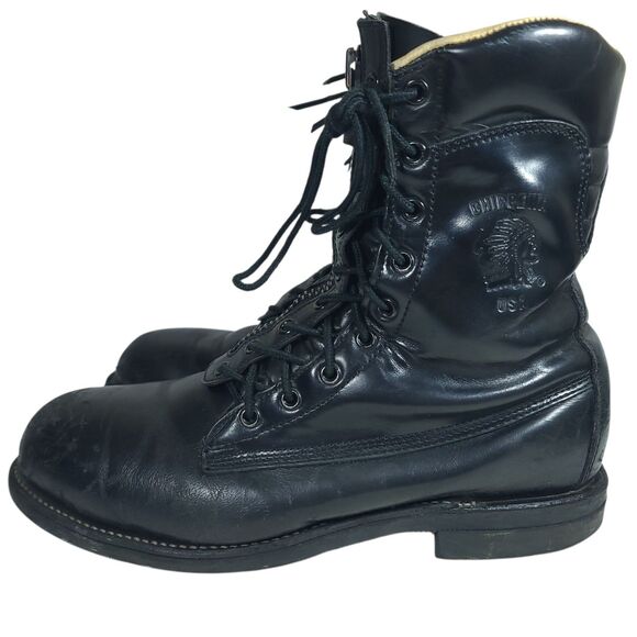 Vtg Chippewa Boots Vibram Steel Toe Firefighter EMS Front Zip Boot USA Men Sz 10 - Picture 1 of 16